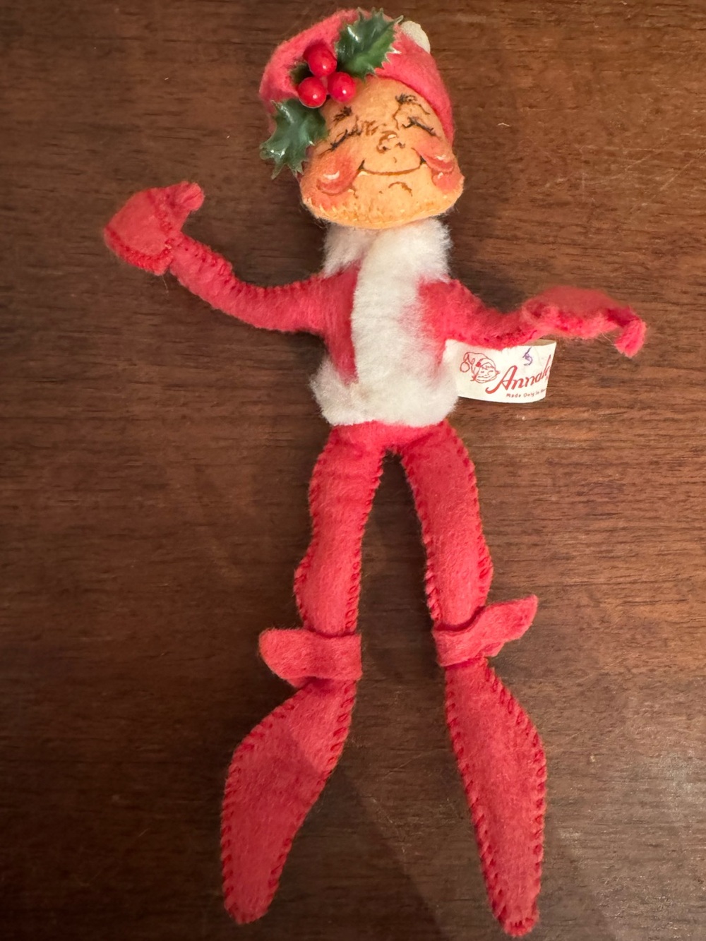 Annalee 1989 Mobilitee Red Christmas Elf Closed Eyes